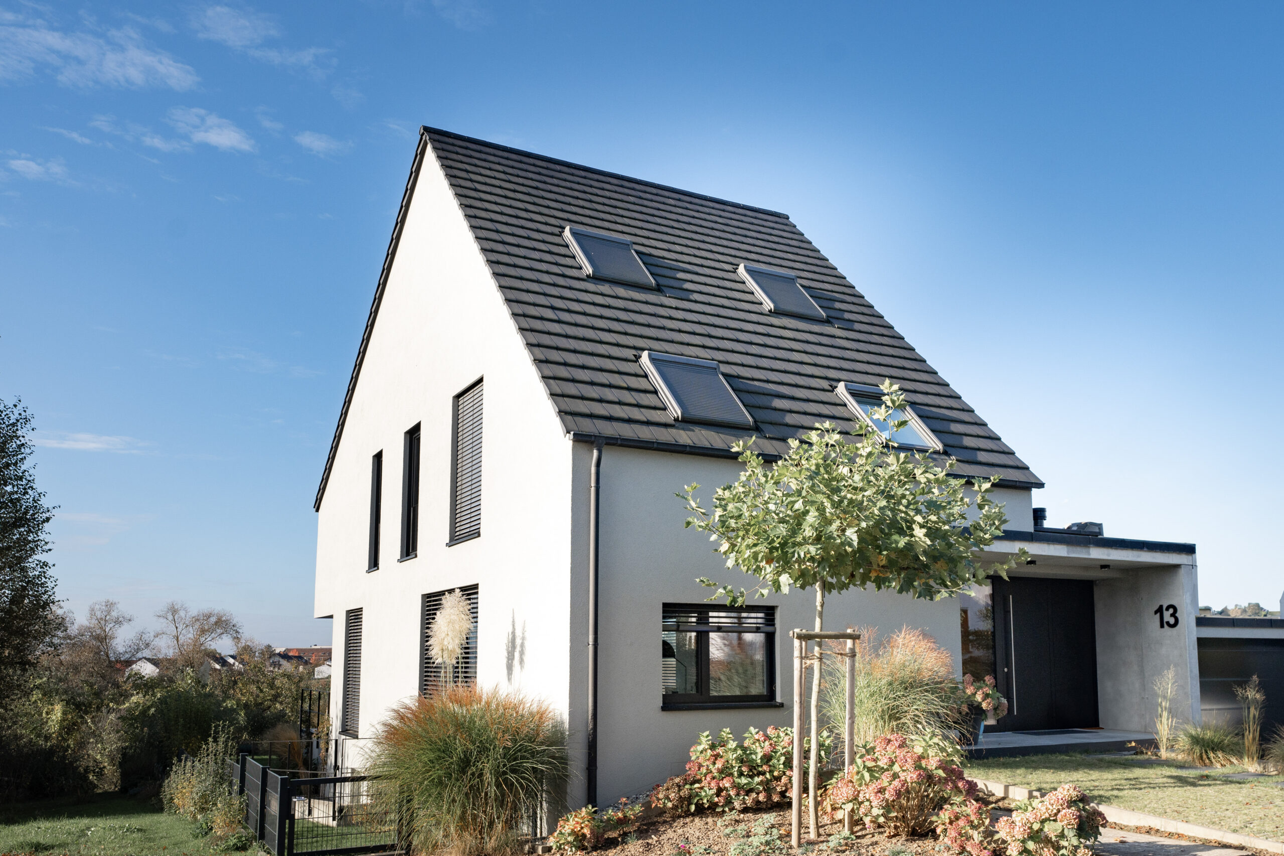 Haus LGW – modern interpretiertes Satteldachhaus mit Garage, Straßenansicht